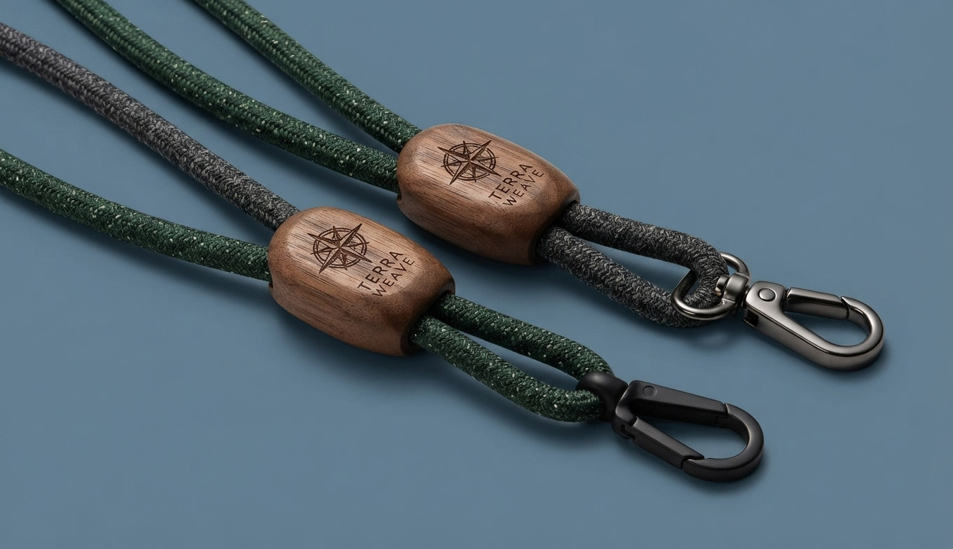 RPET Lanyard with Bamboo Slider