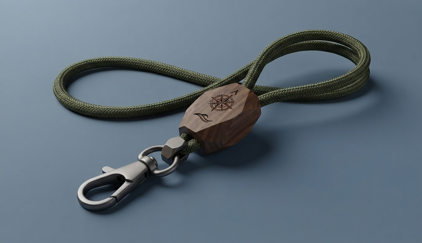 RPET Lanyard with Bamboo Slider
