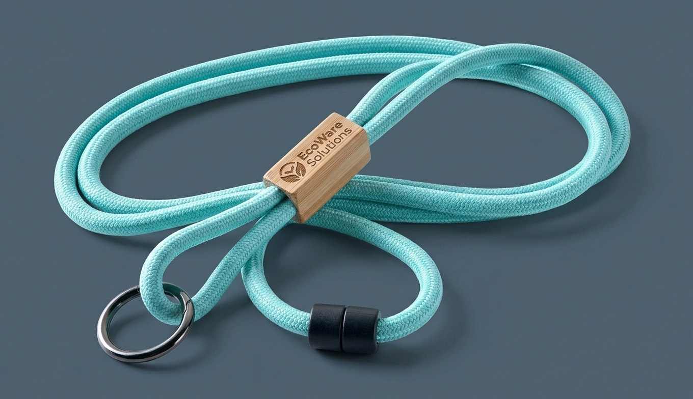RPET Lanyard with Bamboo Slider